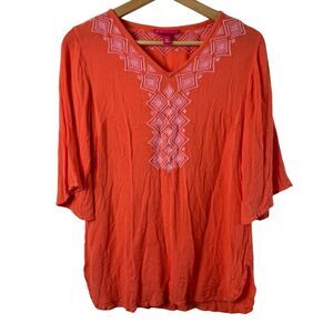 Lilly Pulitzer for Target Camellia Gauze Orange Pink Embroidered Tunic Top XS